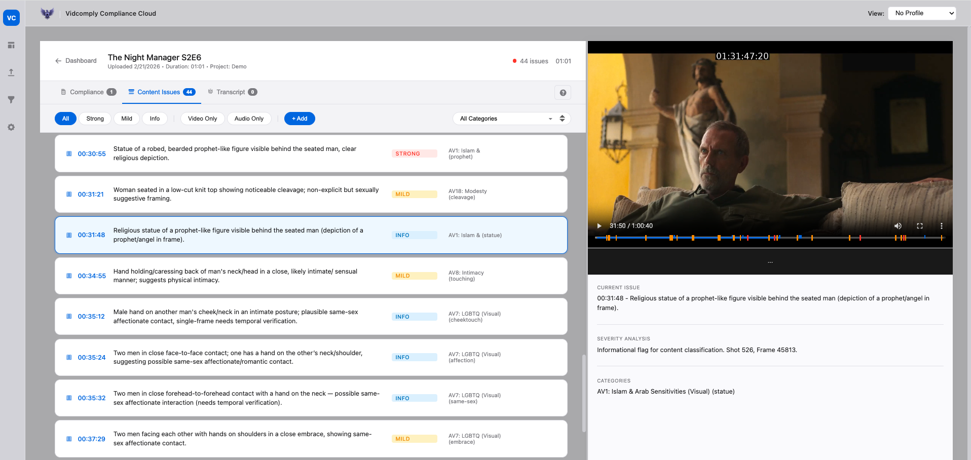 VidComply Dynamic Global Compliance Platform interface